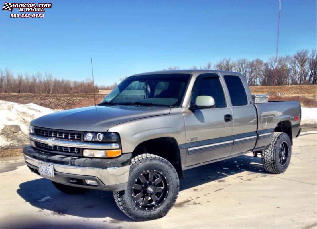 vehicle gallery/chevrolet silverado 1500 moto metal mo962  Gloss Black & Milled wheels and rims