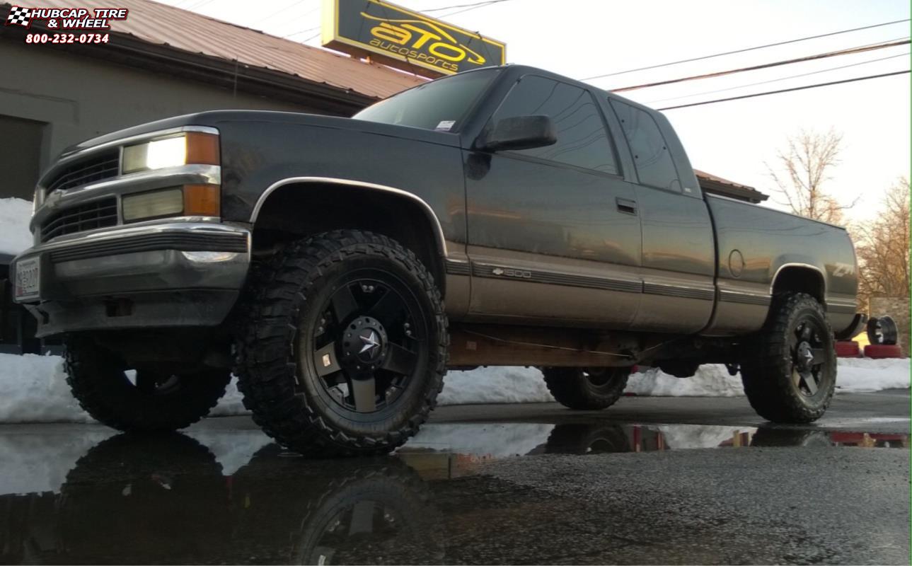 vehicle gallery/chevrolet silverado 1500 xd series xd775 rockstar x  Matte Black wheels and rims
