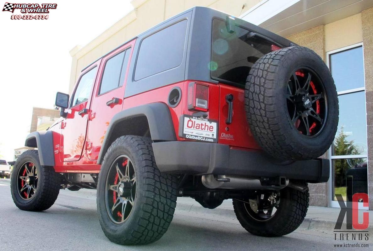 vehicle gallery/2007 jeep wrangler moto metal mo961  Satin Black Red Insert wheels and rims