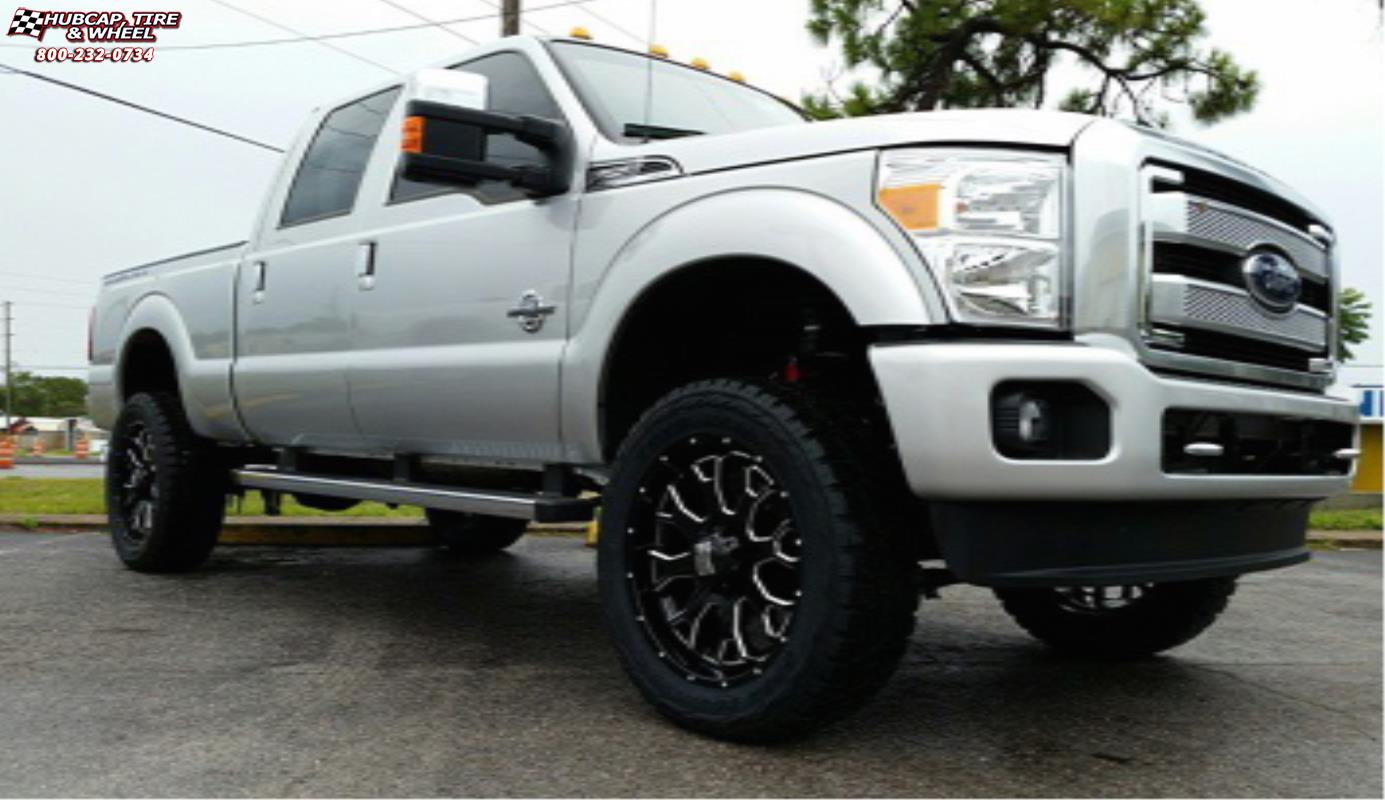vehicle gallery/ford f 250 xd series xd808 menace x  Gloss Black Milled wheels and rims