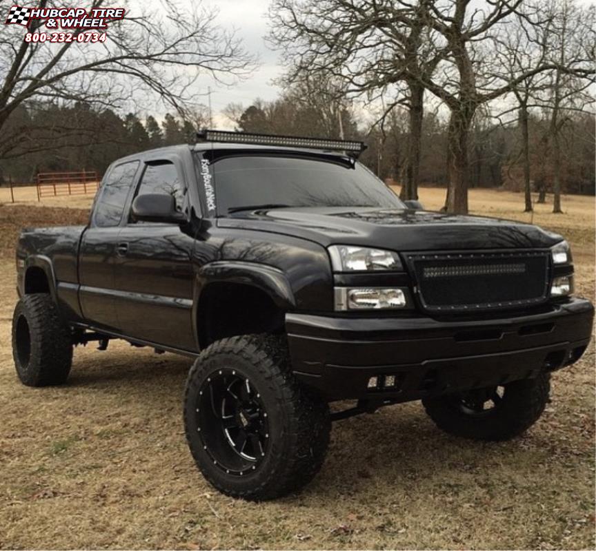 vehicle gallery/chevrolet silverado 1500 moto metal mo962  Gloss Black & Milled wheels and rims