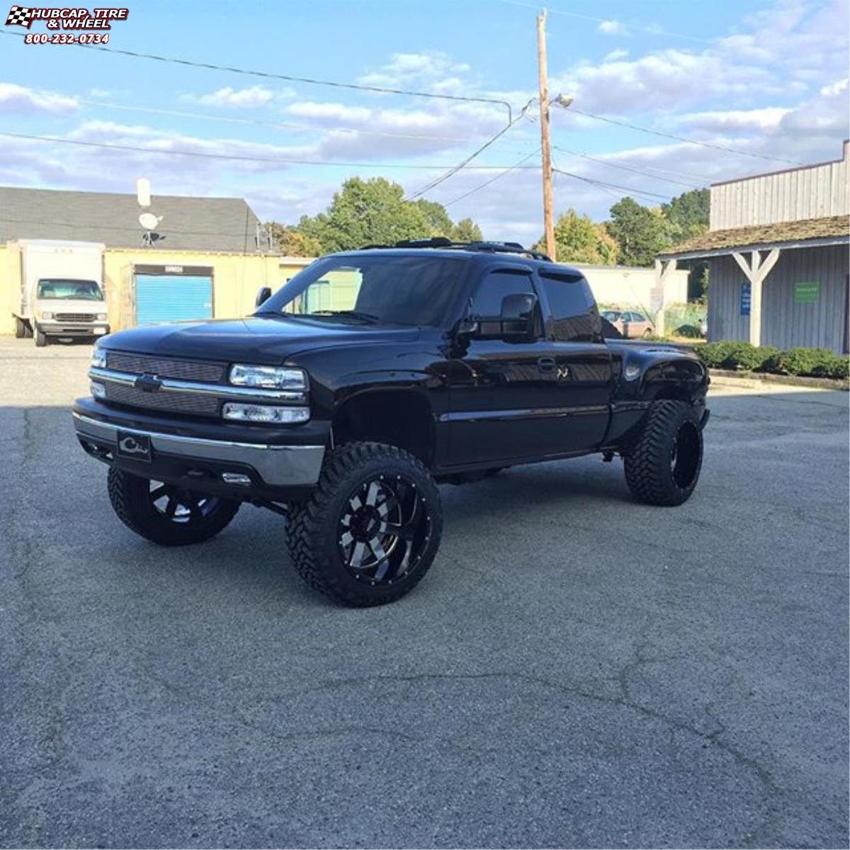 vehicle gallery/chevrolet silverado 2500 moto metal mo962  Black & Machined wheels and rims