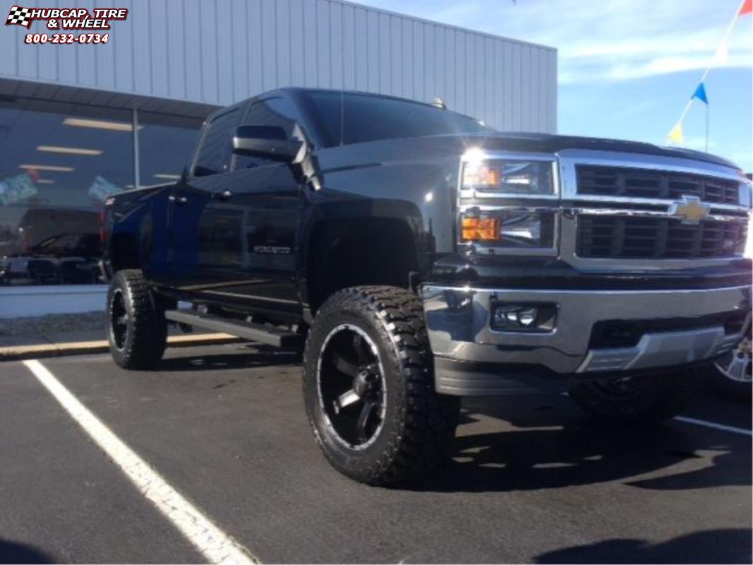 vehicle gallery/chevrolet silverado 1500 moto metal mo967  Satin Black Machined wheels and rims