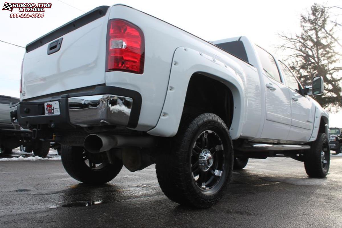 vehicle gallery/chevrolet silverado 2500 xd series xd797 spy x  Gloss Black Machined wheels and rims