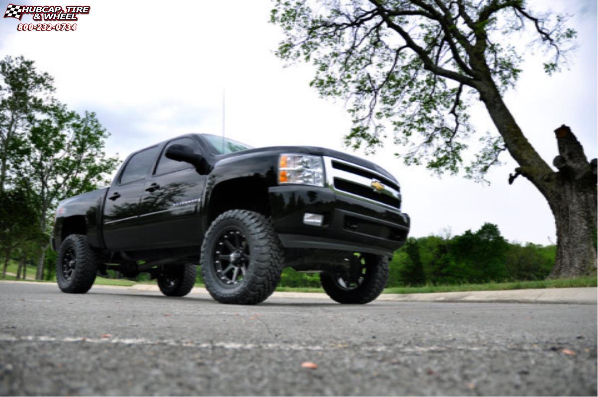 vehicle gallery/chevrolet silverado 1500 xd series xd798 addict  Matte Black wheels and rims