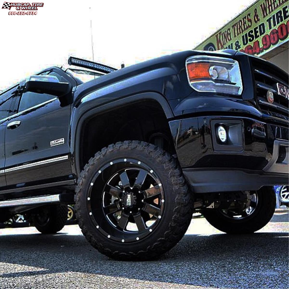 vehicle gallery/gmc sierra 2500 moto metal mo962  Gloss Black & Milled wheels and rims
