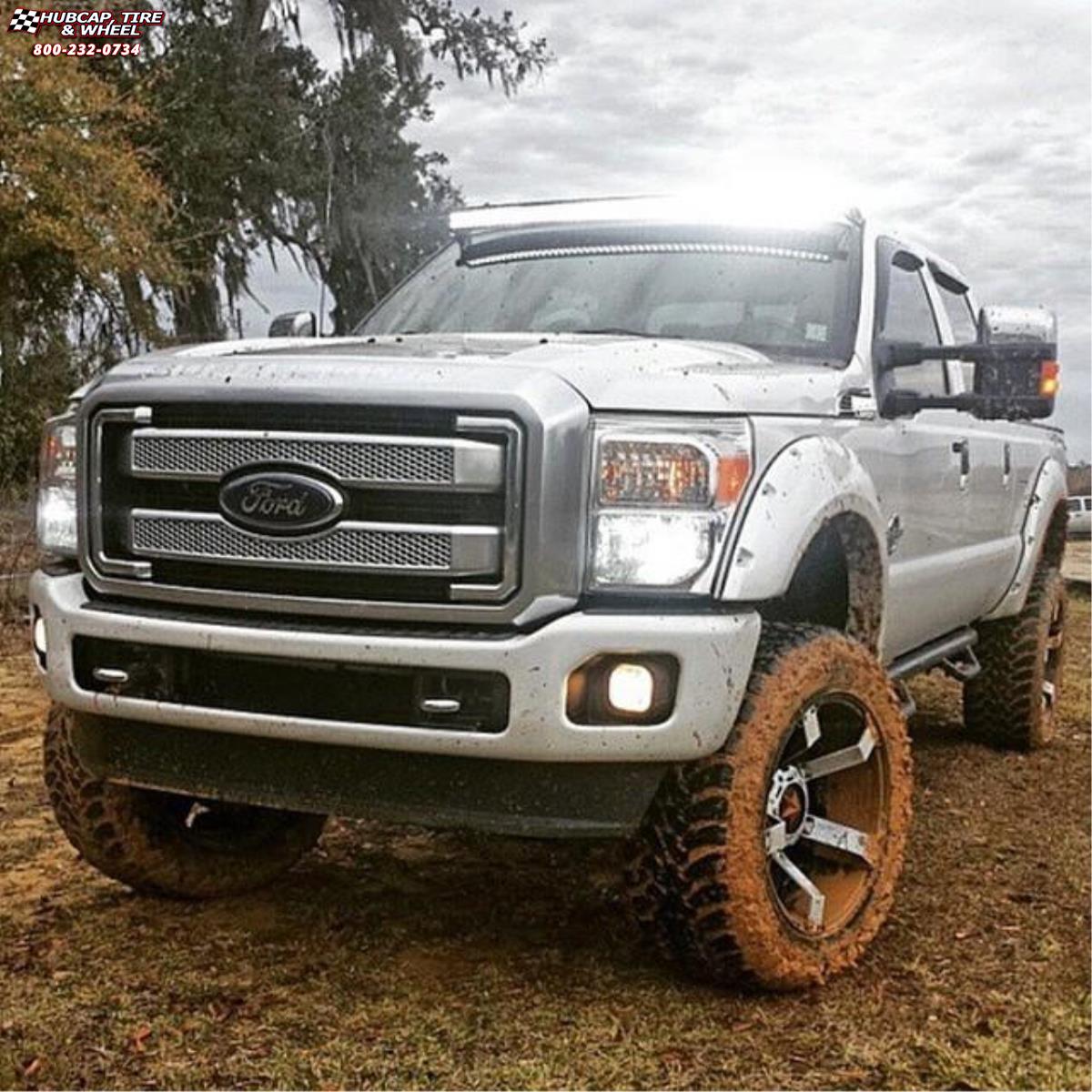 vehicle gallery/ford f 250 xd series xd811 rockstar 2  Satin Black White Inserts wheels and rims