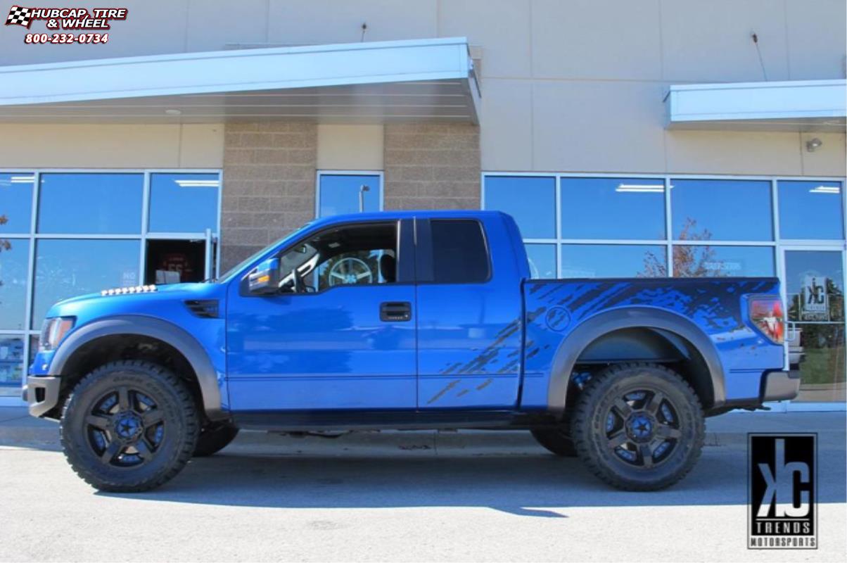 vehicle gallery/ford f 150 raptor xd series xd811 rockstar 2  Satin Black and Black Inserts wheels and rims