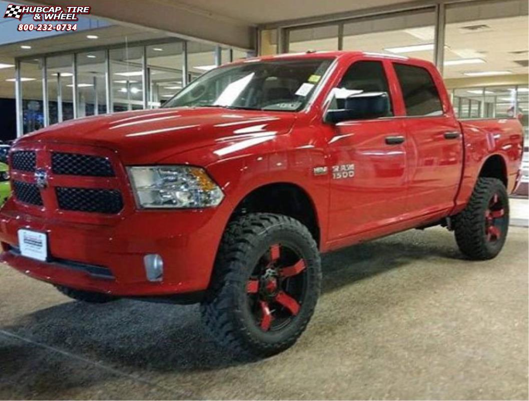 vehicle gallery/ram 1500 xd series xd811 rockstar 2  Satin Black Red Inserts wheels and rims