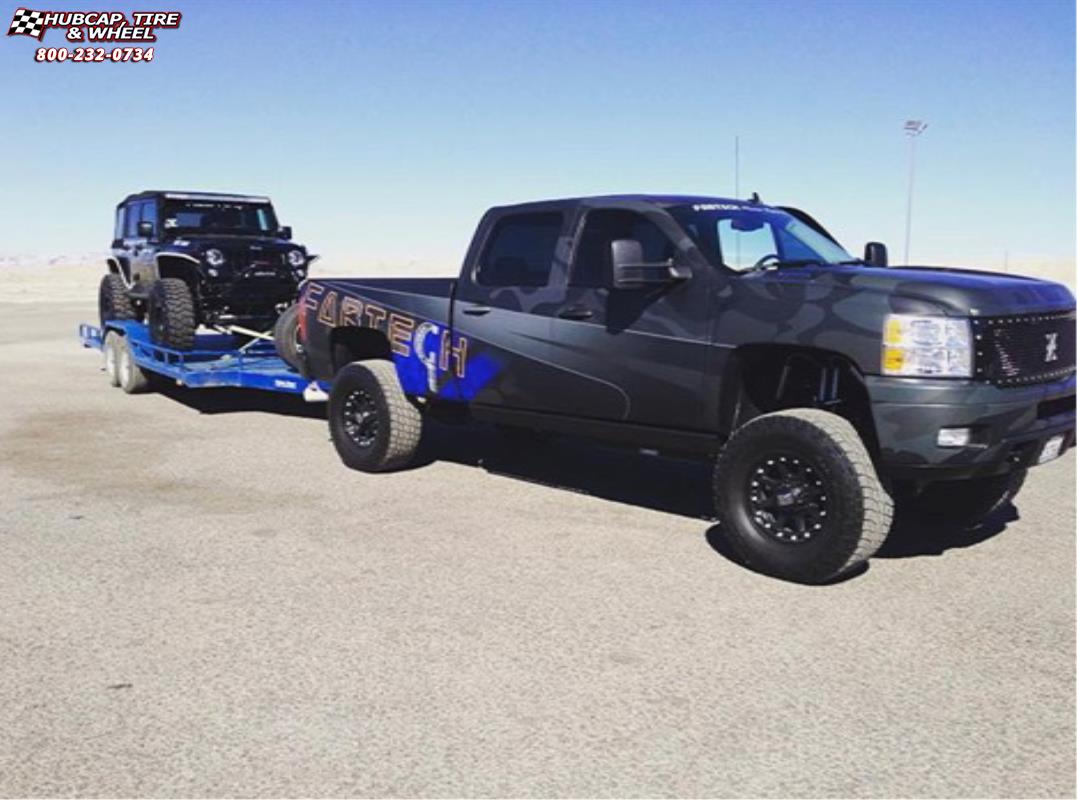 vehicle gallery/chevrolet silverado 1500 xd series xd798 addict  Matte Black wheels and rims