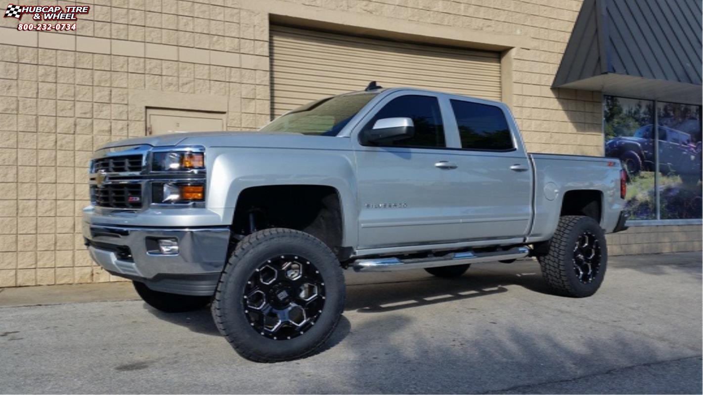 vehicle gallery/chevrolet silverado 1500 xd series xd813 battalion  Gloss Black Milled wheels and rims