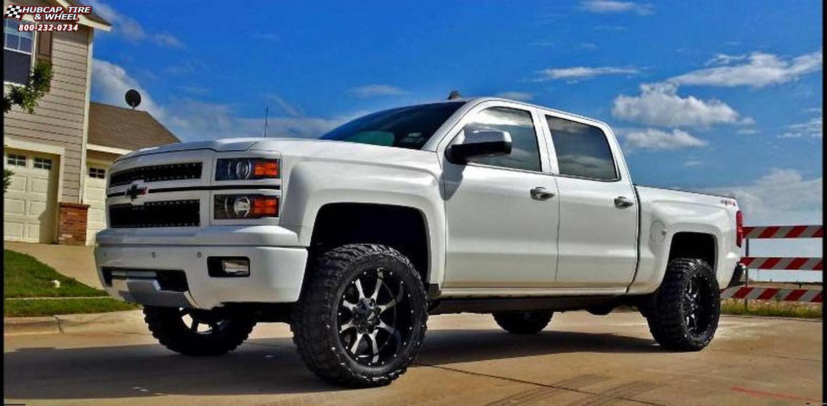 vehicle gallery/2014 chevrolet silverado 1500 moto metal mo970  Gloss Black Machined Face wheels and rims