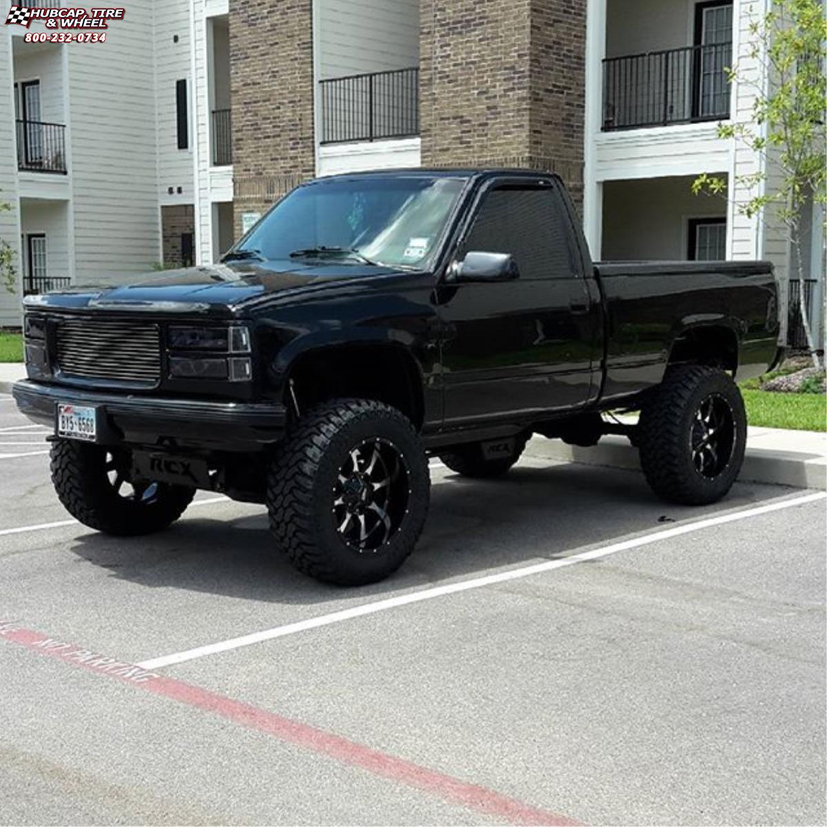 vehicle gallery/chevrolet silverado 1500 moto metal mo970  Gloss Black Machined Face wheels and rims