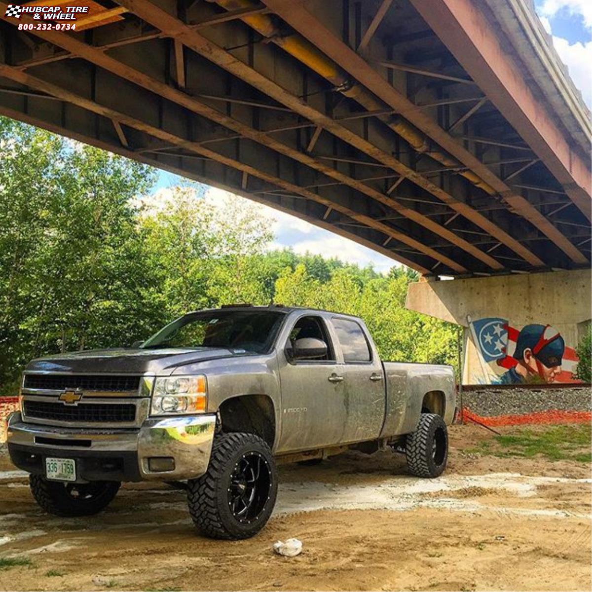vehicle gallery/chevrolet silverado 1500 hd moto metal mo962  Gloss Black & Milled wheels and rims