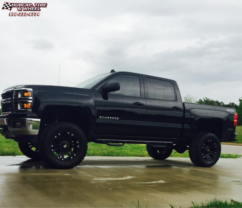 vehicle gallery/chevrolet silverado 1500 xd series xd778 monster x  Matte Black wheels and rims