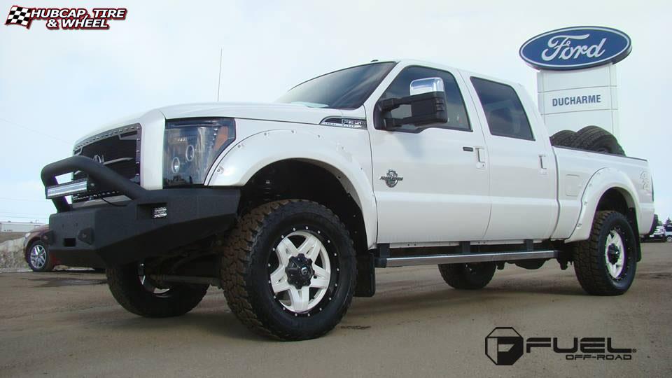 vehicle gallery/ford f 350 fuel full blown d255 20X9  Gloss White & Milled with a Gloss Lip wheels and rims
