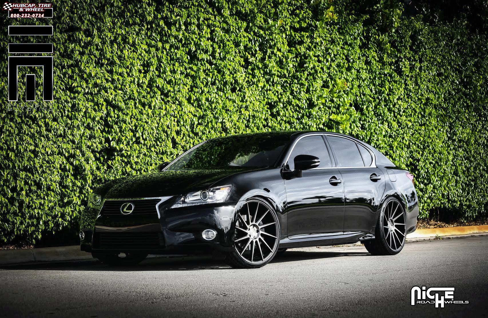 vehicle gallery/lexus gs 350 niche surge m114 22x9  Black & Machined w/ Dark Tint wheels and rims