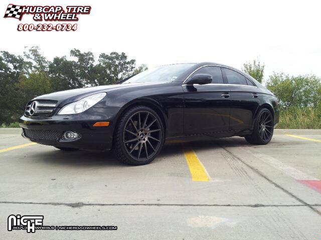 vehicle gallery/mercedes benz cls 550 niche surge m114  Black & Machined w/ Dark Tint wheels and rims