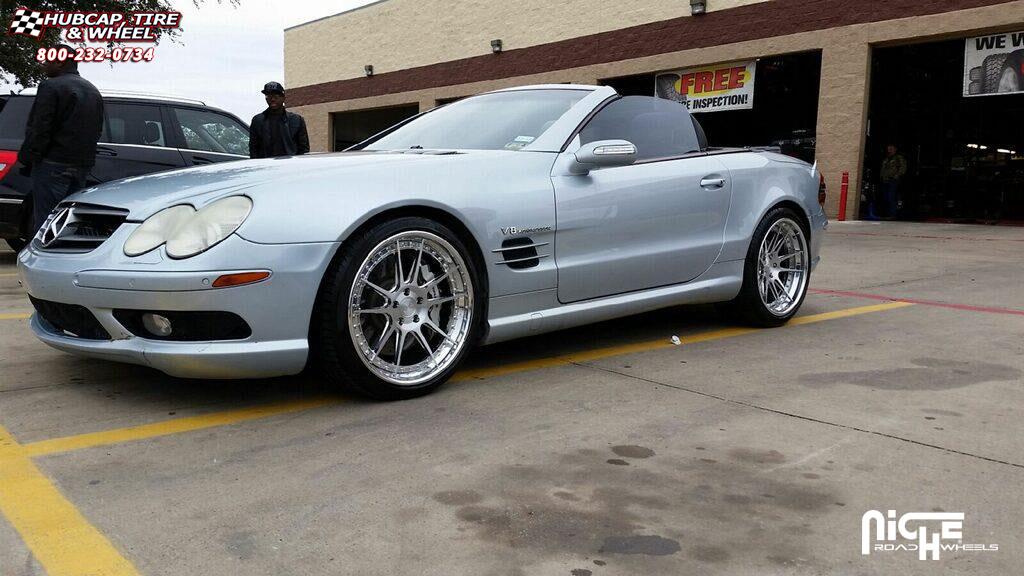 vehicle gallery/mercedes benz sl55 niche chicane h81  Brushed with Chrome Lip wheels and rims