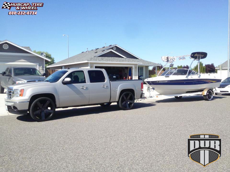 vehicle gallery/gmc sierra dub baller s116 26X10  Black & Machined with Dark Tint wheels and rims