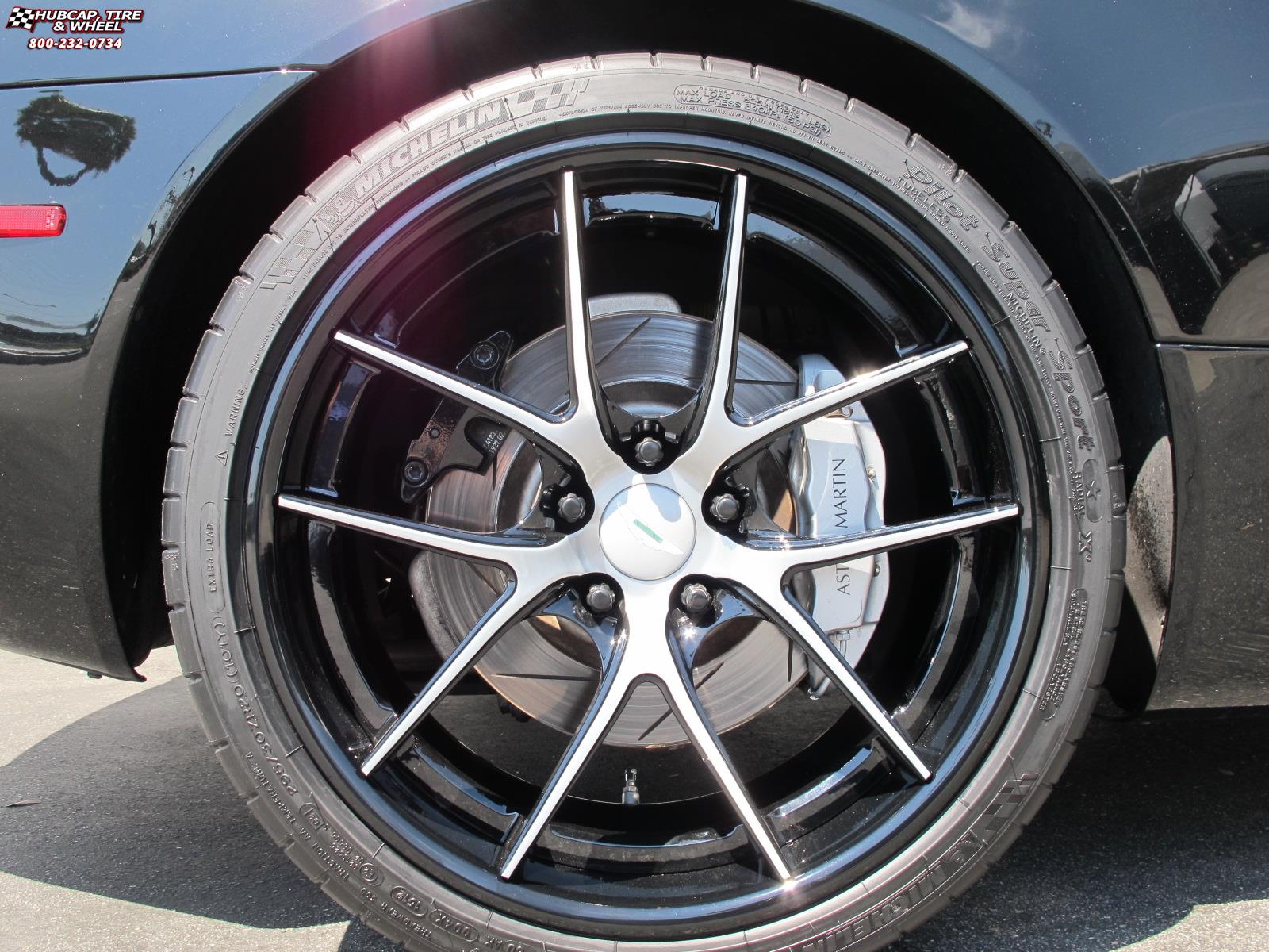 vehicle gallery/aston martin db9 niche targa 20x9  Gloss Black with Brushed Face wheels and rims