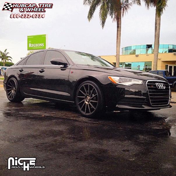 vehicle gallery/audi a6 niche surge m114 20x85  Black & Machined w/ Dark Tint wheels and rims