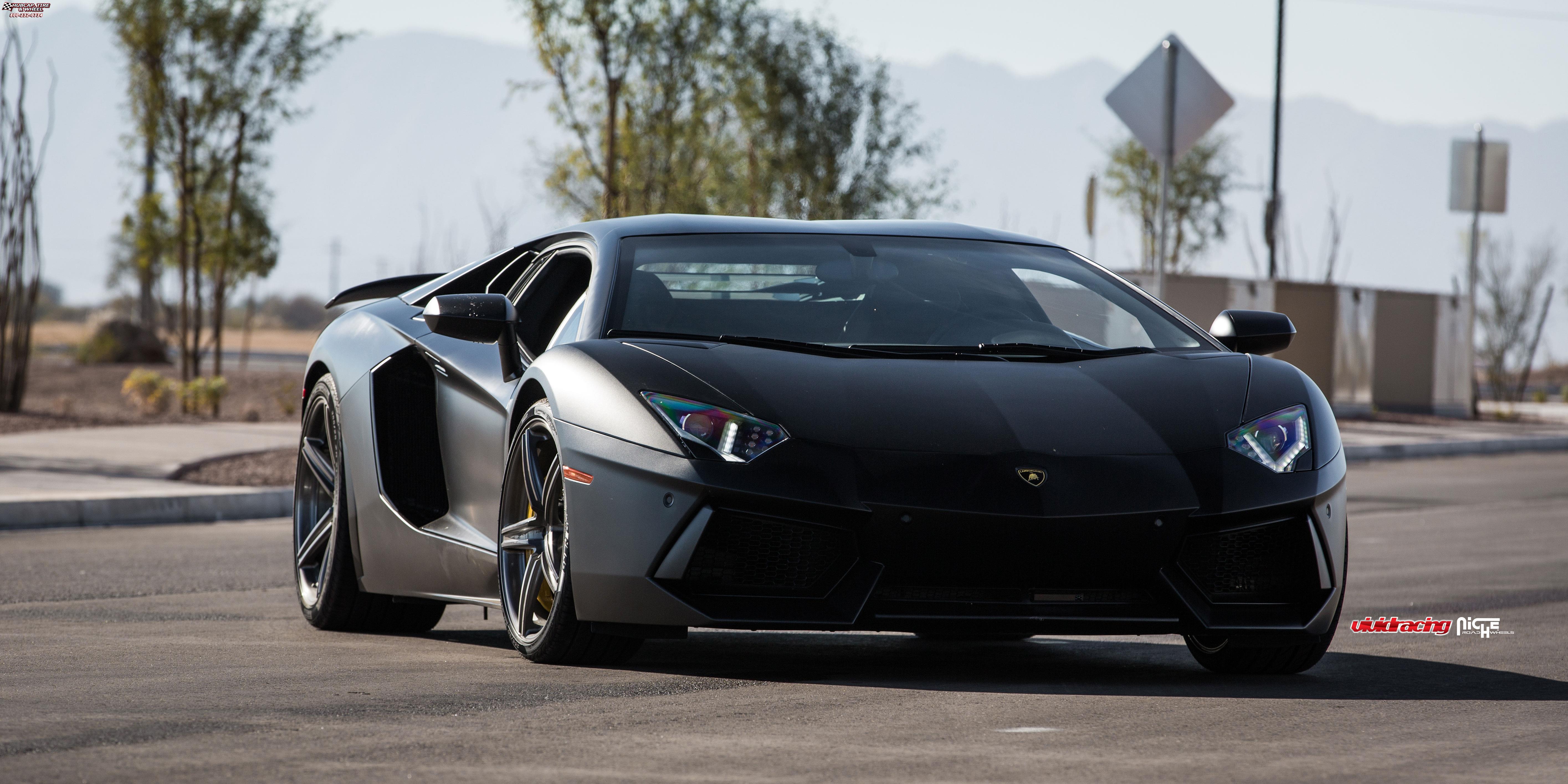 vehicle gallery/lamborghini aventador niche apex 20x9  Black & Machined with Dark Tint wheels and rims