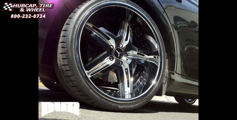 vehicle gallery/mercedes benz cls 63 dub x 55 20X9  Gloss Black & Milled wheels and rims