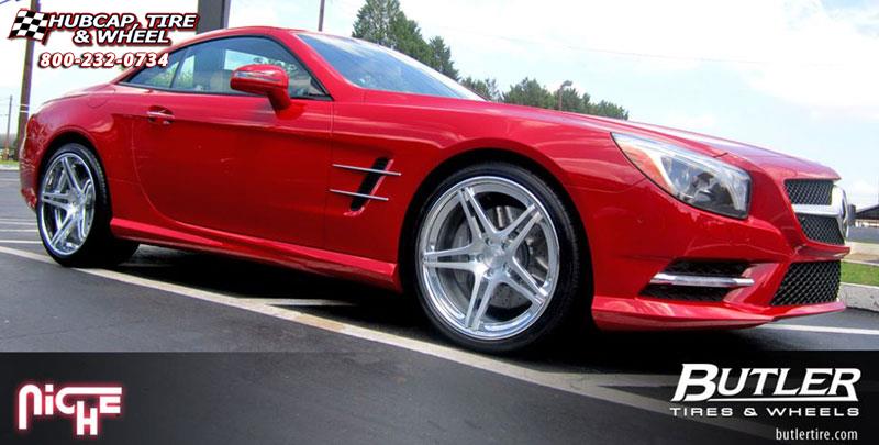vehicle gallery/mercedes benz sl550 niche sportiva  Brushed | Hi Luster Polished Lip wheels and rims