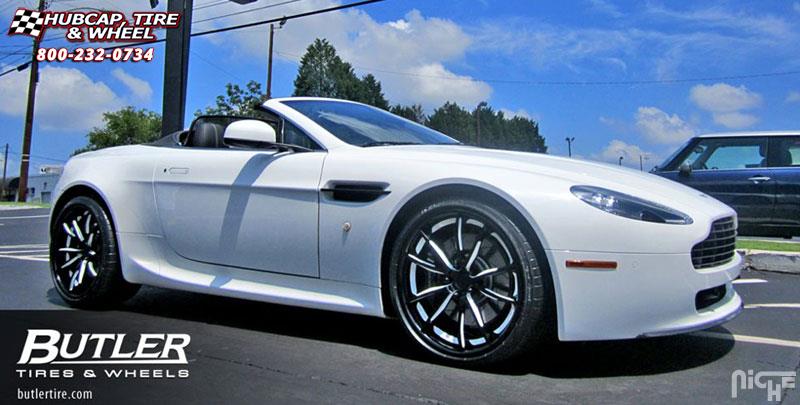 vehicle gallery/aston martin vantage niche monza  Gloss Black | Gloss White Accents wheels and rims
