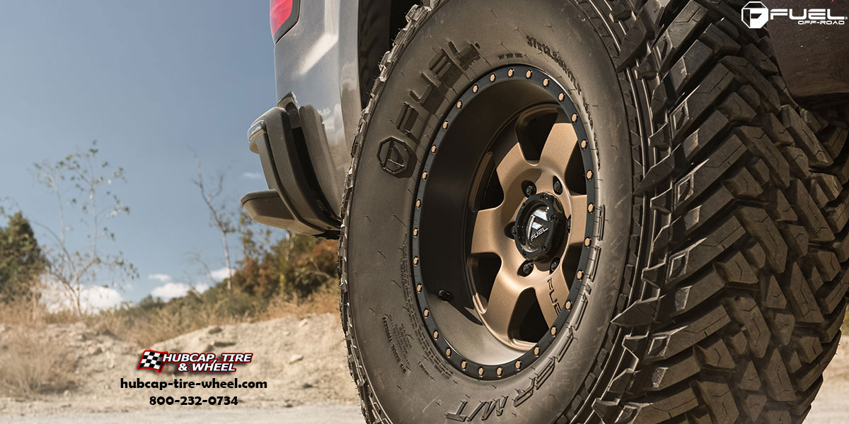 vehicle gallery/chevrolet silverado 1500 fuel podium d617 17x9  Bronze w/ Black Lip wheels and rims