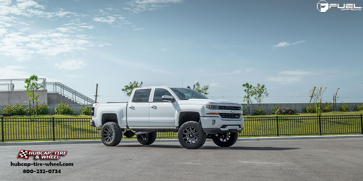 vehicle gallery/chevrolet silverado 1500 fuel contra d615 20x9  Gloss Black Milled wheels and rims