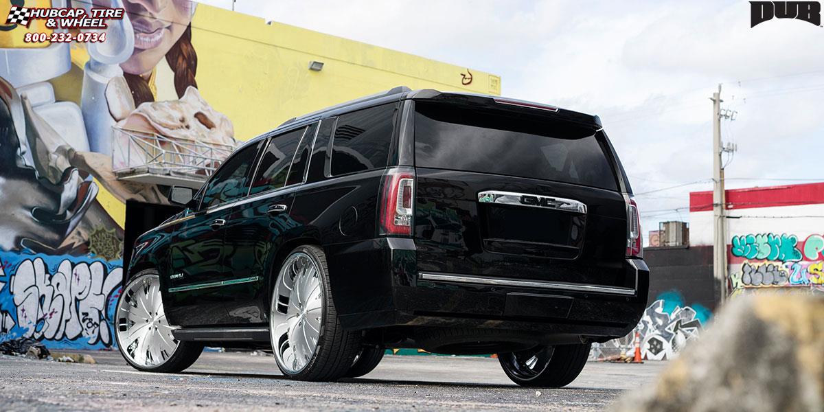 vehicle gallery/gmc yukon dub xb5 slam 30X10 Brushed Face | Hi Luster Polished Windows wheels and rims
