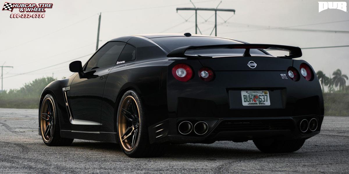 vehicle gallery/nissan gt r dub xa40 attack 5 21X10.5  Matte Black | Brushed Copper wheels and rims