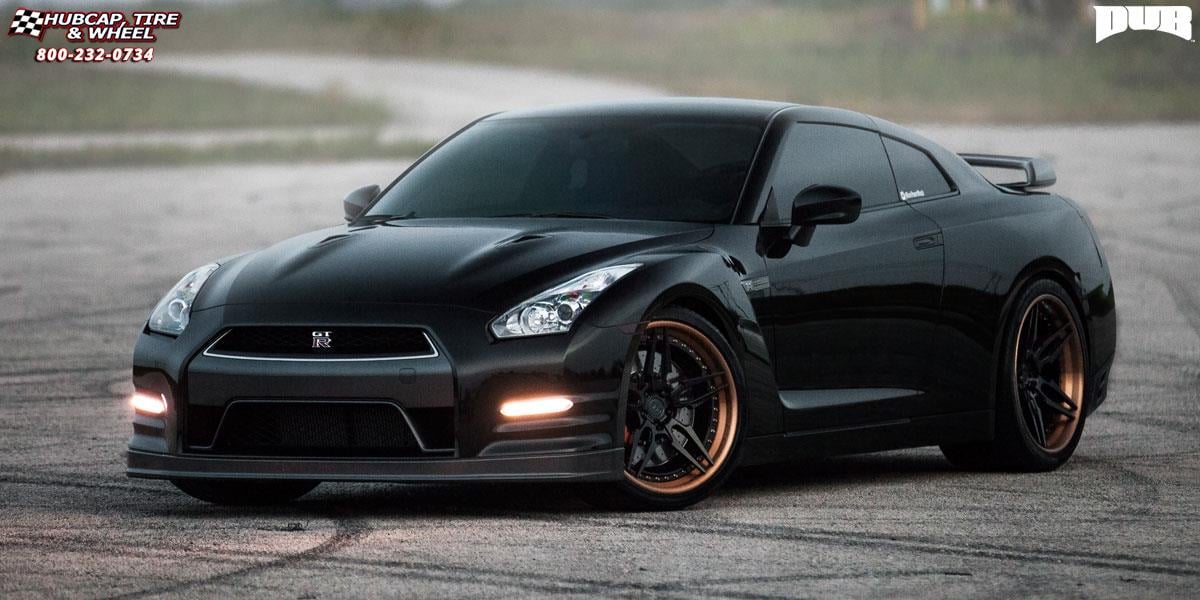 vehicle gallery/nissan gt r dub xa40 attack 5 21X10.5  Matte Black | Brushed Copper wheels and rims
