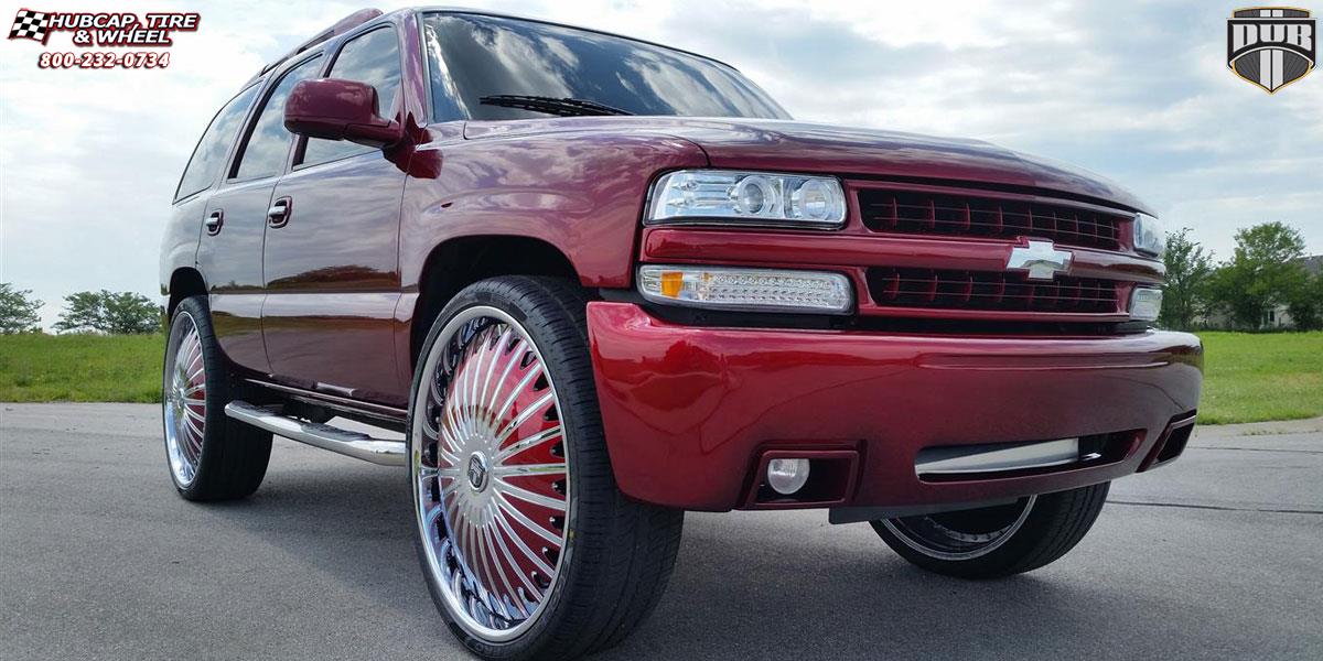 vehicle gallery/chevrolet tahoe dub s723 boogee 30X10  Chrome wheels and rims