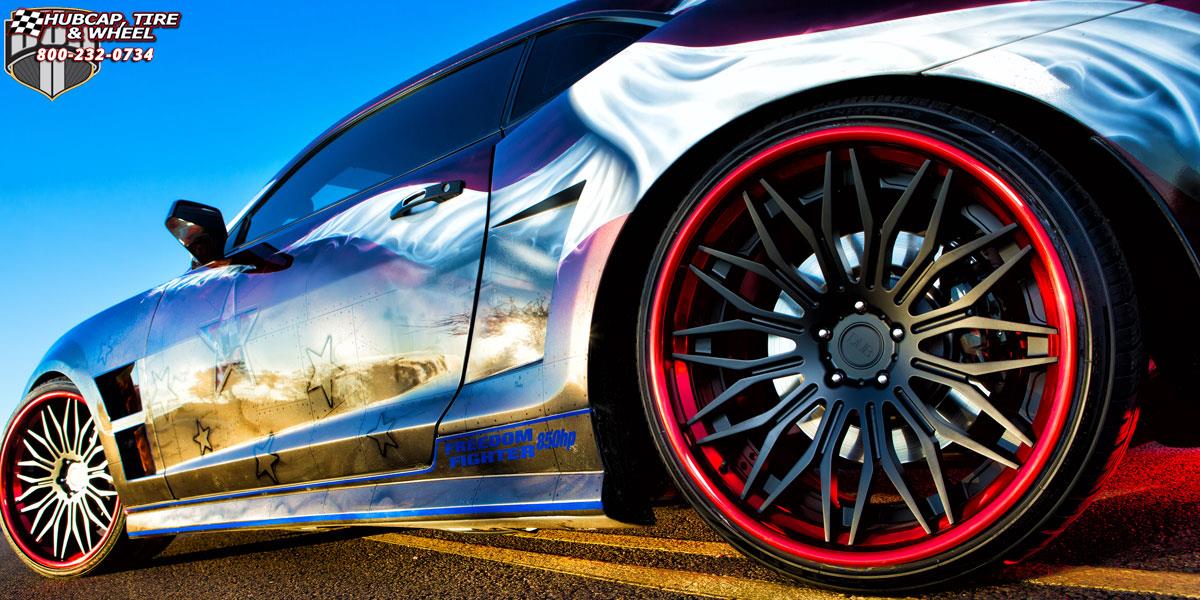 vehicle gallery/chevrolet camaro dub xb40 cavat 22X10  Matte Black | Hi Polish Candy Red wheels and rims