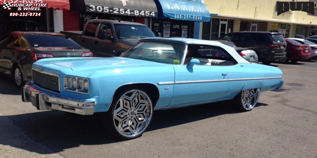 vehicle gallery/chevrolet impala dub x87 chron 26X9  Brushed w/ Louis V tint, chrome lip wheels and rims