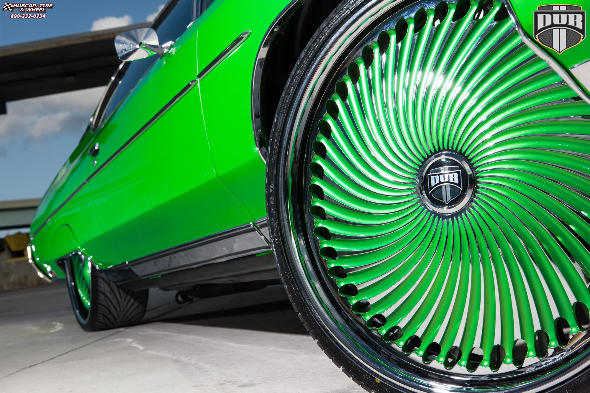 vehicle gallery/chevrolet caprice dub s713 diragio 26X9  Green w/ chrome accents wheels and rims