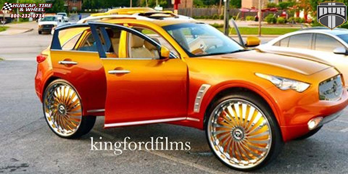 vehicle gallery/infiniti fx35 dub s768 swyrl 30X10  Chrome wheels and rims