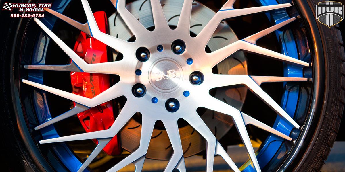 vehicle gallery/chevrolet corvette dub xa80 tryst 21X10  Brushed w/ blue windows, DDT end spoke, Black lip wheels and rims