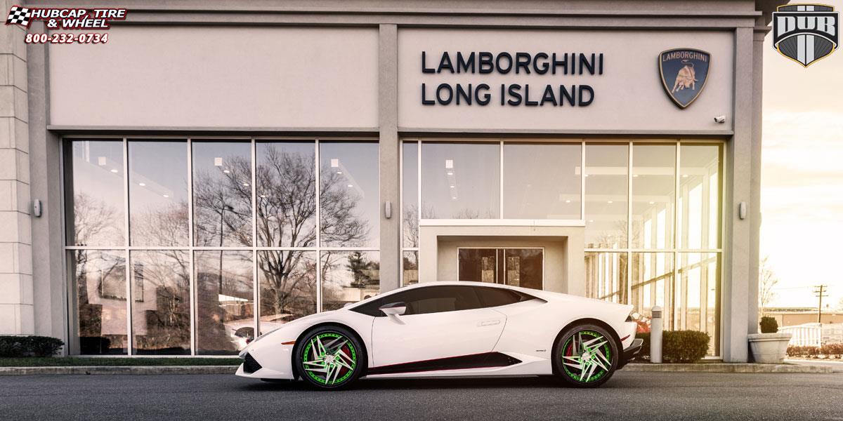 vehicle gallery/lamborghini huracan dub xa60 zaggs 20X9  Brushed w/ Green windows, DDT single spoke wheels and rims