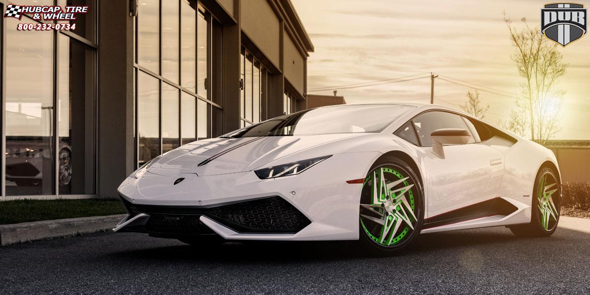vehicle gallery/lamborghini huracan dub xa60 zaggs 20X9  Brushed w/ Green windows, DDT single spoke wheels and rims