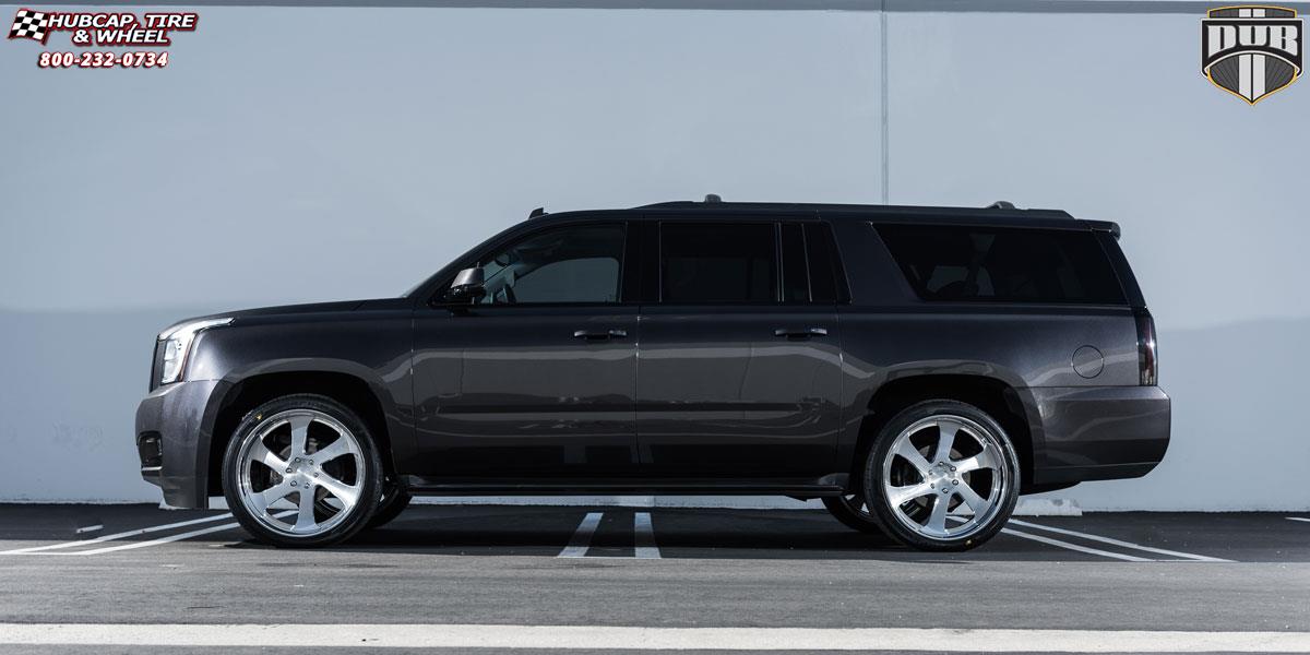 vehicle gallery/gmc yukon dub 6six d 24X10 Brushed Face, Hi Luster Windows wheels and rims