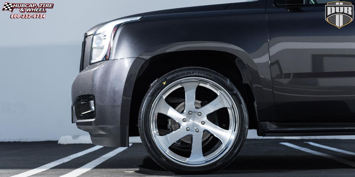 vehicle gallery/gmc yukon dub 6six d 24X10 Brushed Face, Hi Luster Windows wheels and rims