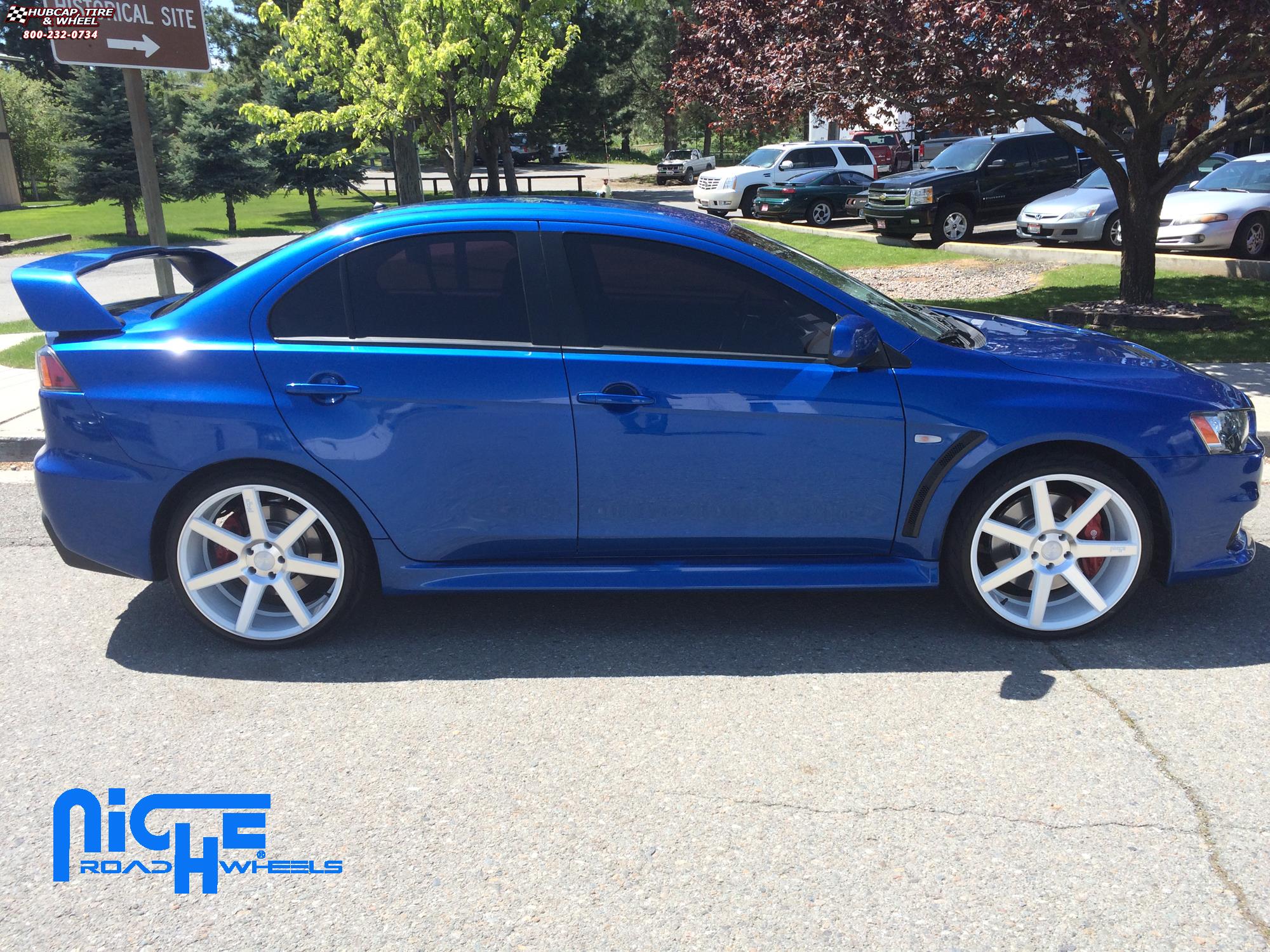 vehicle gallery/mitsubishi evolution x niche verona m151 20x9  Gloss White & Machined wheels and rims