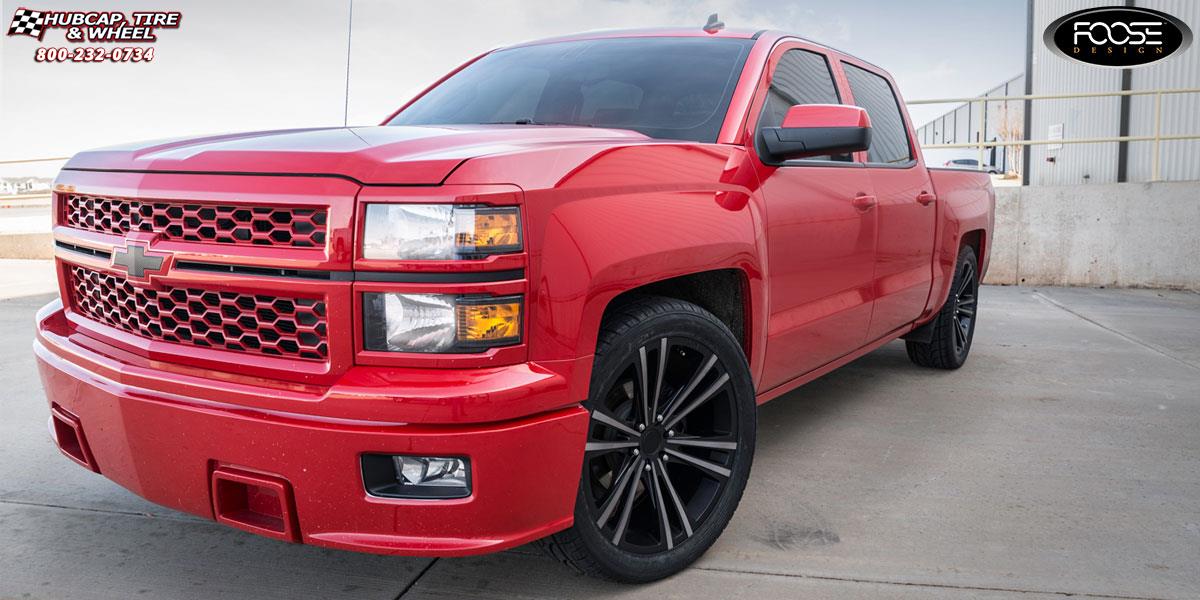 vehicle gallery/2014 chevrolet silverado 1500 hd foose wedge f160 22X10  Black  Machined with Dark Tint wheels and rims