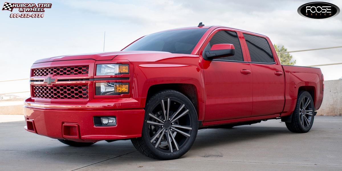 vehicle gallery/2014 chevrolet silverado 1500 hd foose wedge f160 22X10  Black  Machined with Dark Tint wheels and rims