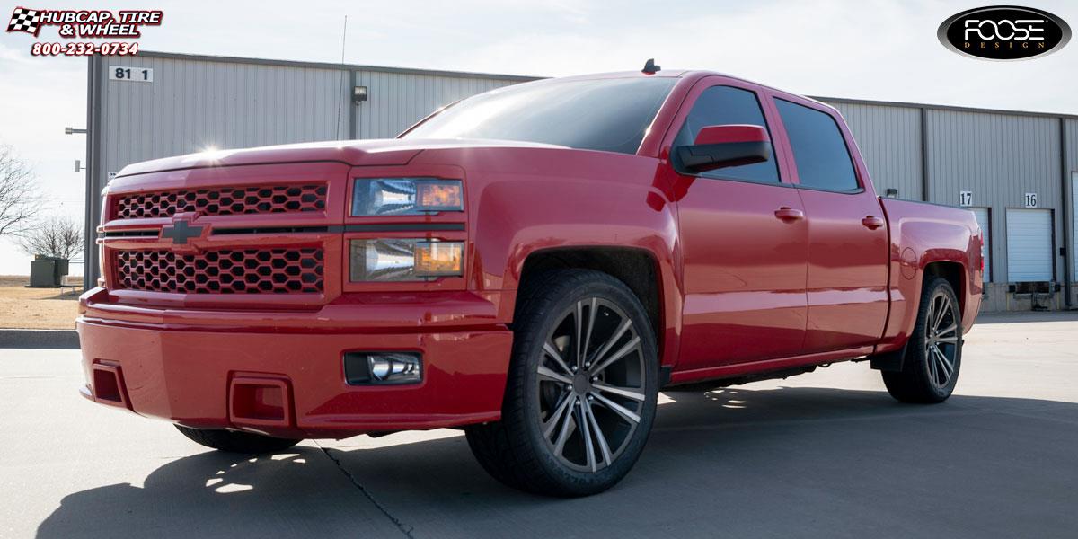 vehicle gallery/2014 chevrolet silverado 1500 hd foose wedge f160 22X10  Black  Machined with Dark Tint wheels and rims
