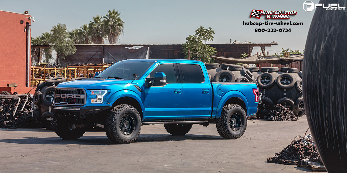 vehicle gallery/ford f 150 raptor fuel podium d618 17x9  Matte Black wheels and rims